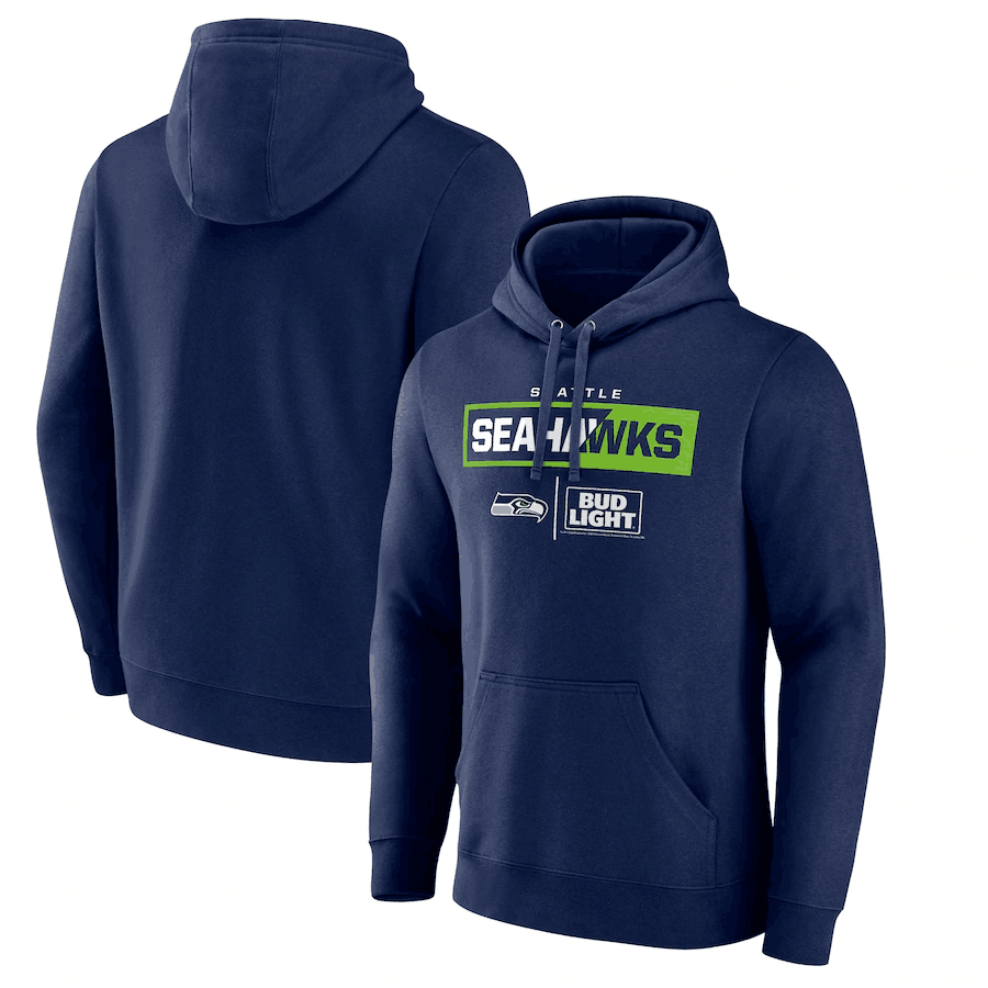 Men's Seattle Seahawks Navy x Bud Light Pullover Hoodie Men's Seattle Seahawks Navy x Bud Light Pullover Hoodie